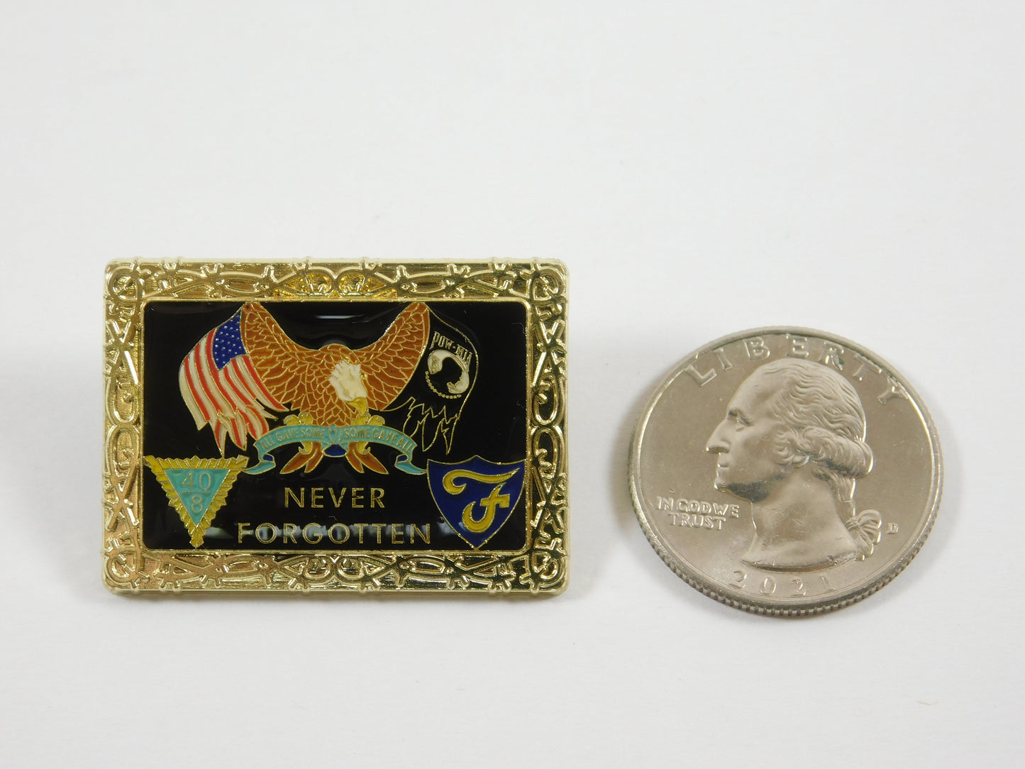 Never Forgotten Eagle American Military Lapel Pin