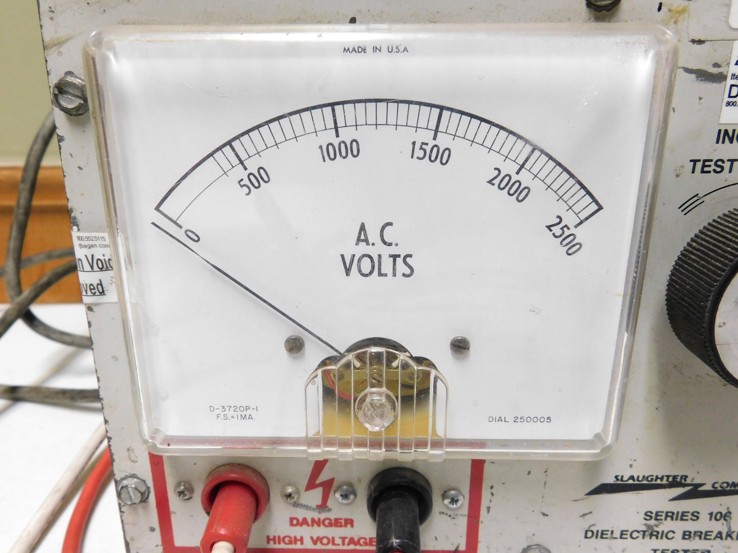 Vintage Slaughter Company Series 106-2.5W Dielectric Breakdown Tester Untested