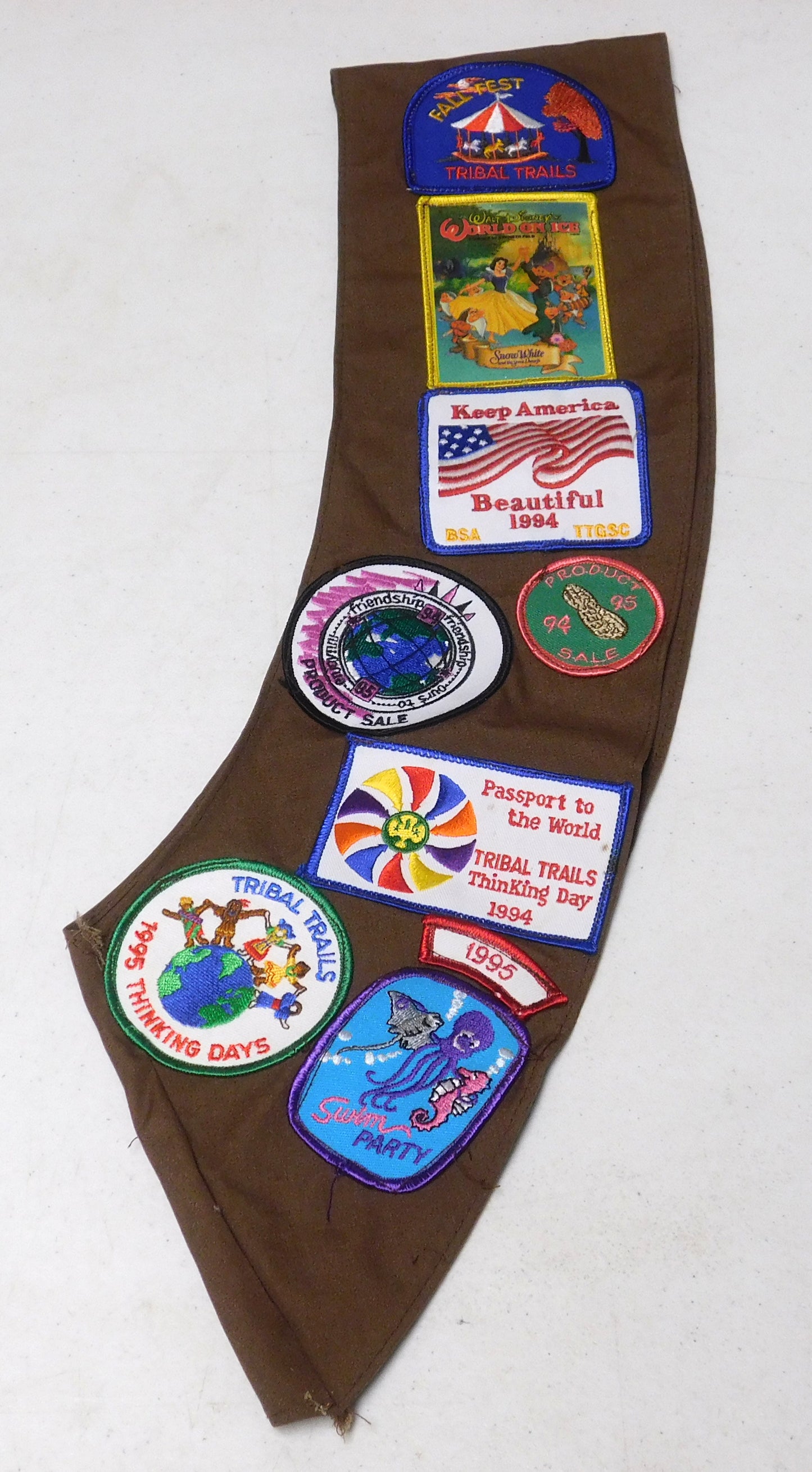 Vintage Girl Scouts USA Tribal Trails Vest and Sash with Patches