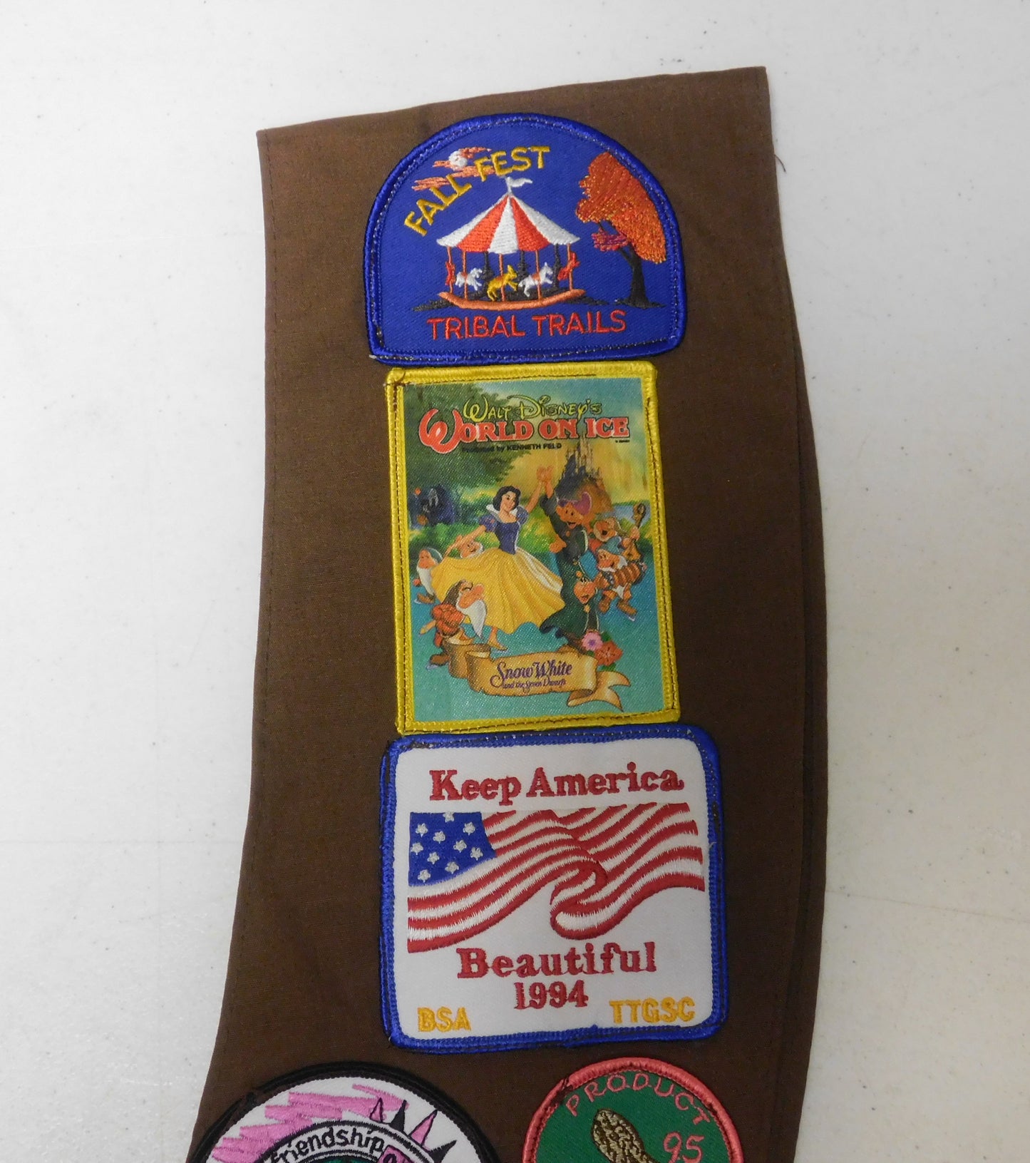 Vintage Girl Scouts USA Tribal Trails Vest and Sash with Patches