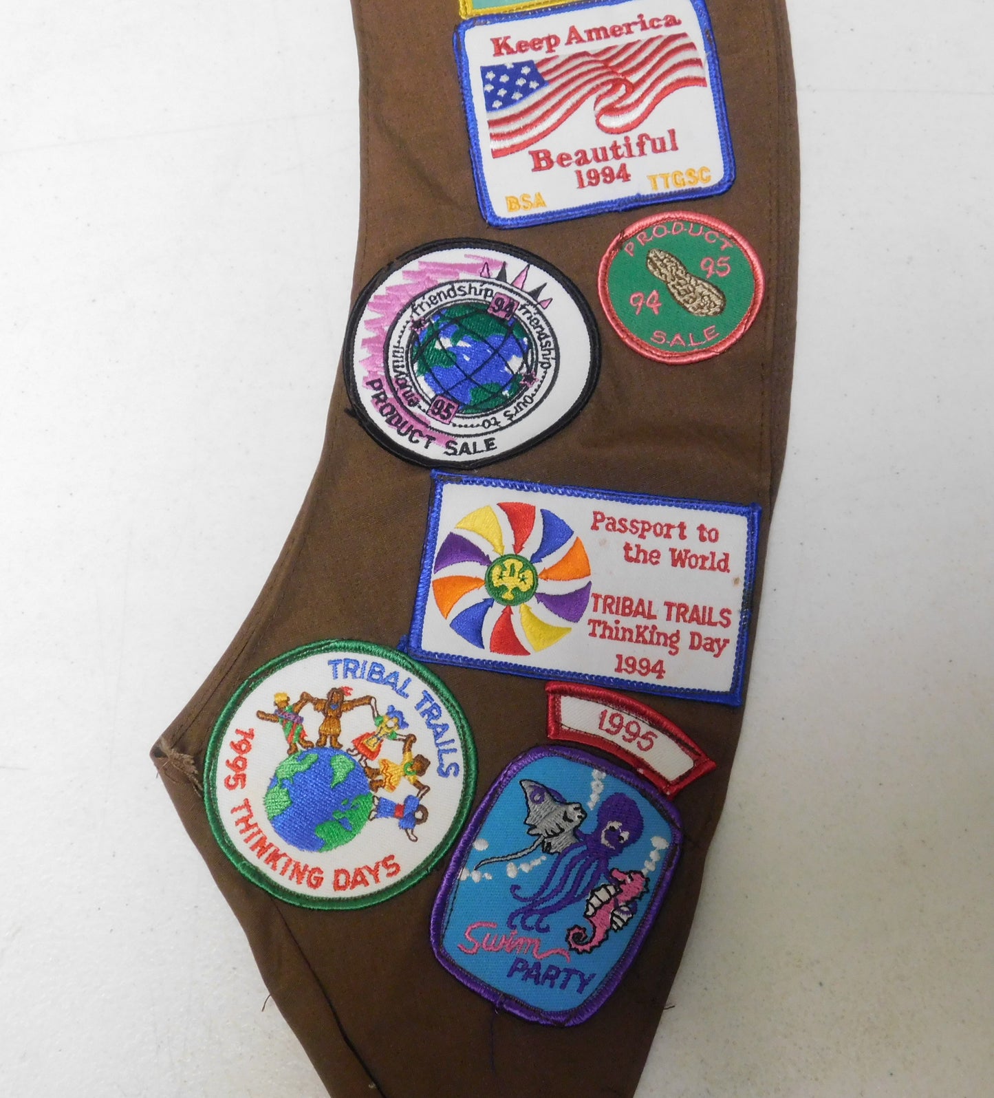 Vintage Girl Scouts USA Tribal Trails Vest and Sash with Patches