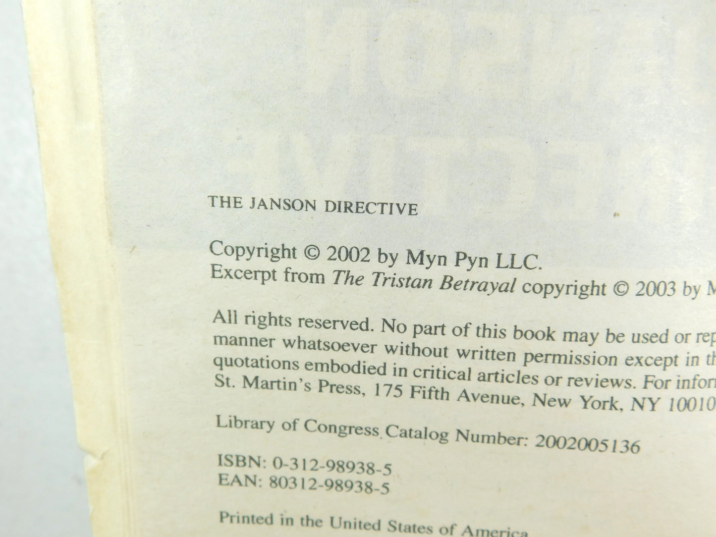 Janson Directive by Robert Ludlum (2003, Mass Market)
