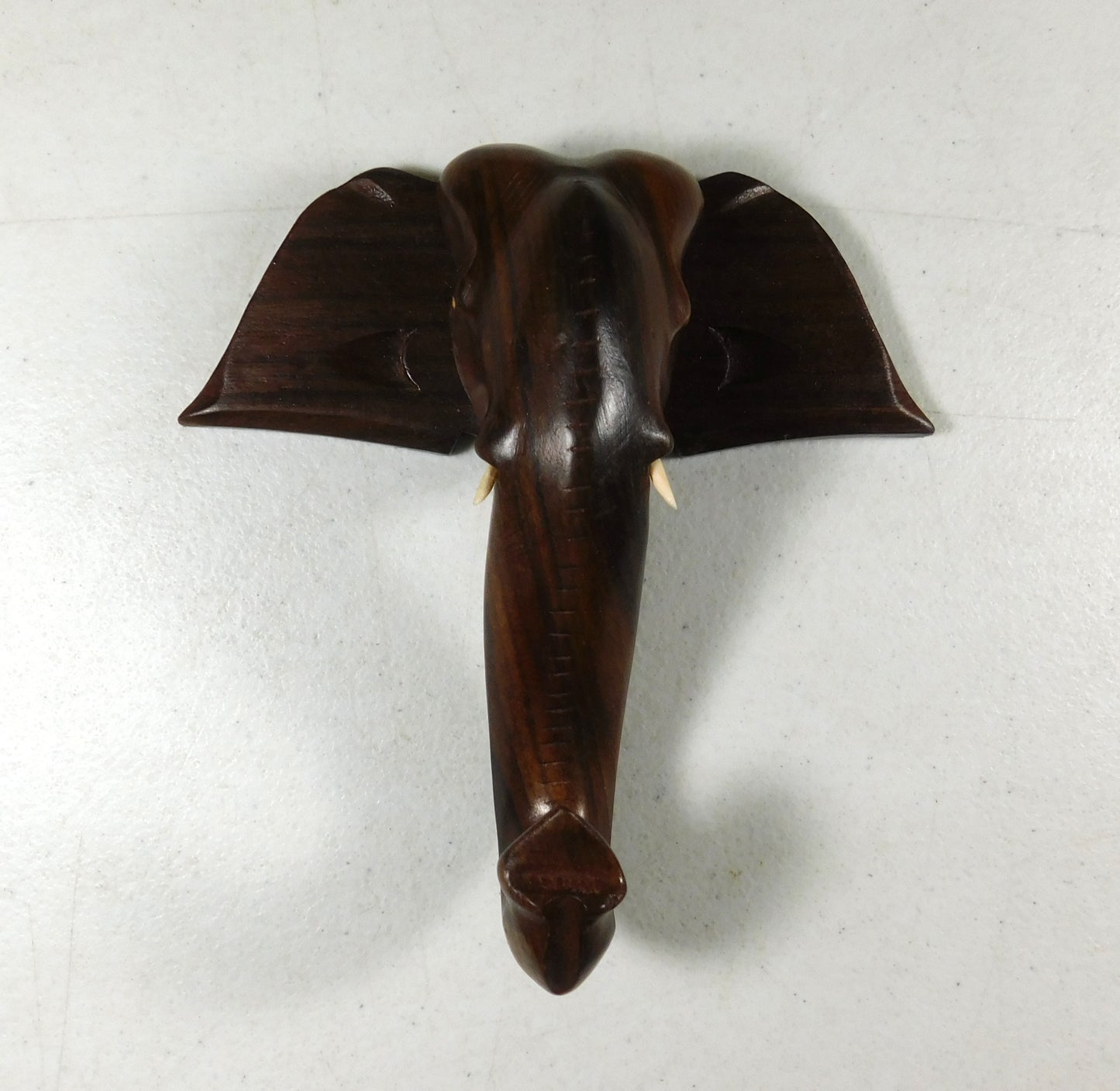 Vintage Hand Carved Wooden Elephant Head Wall Hanging Hook