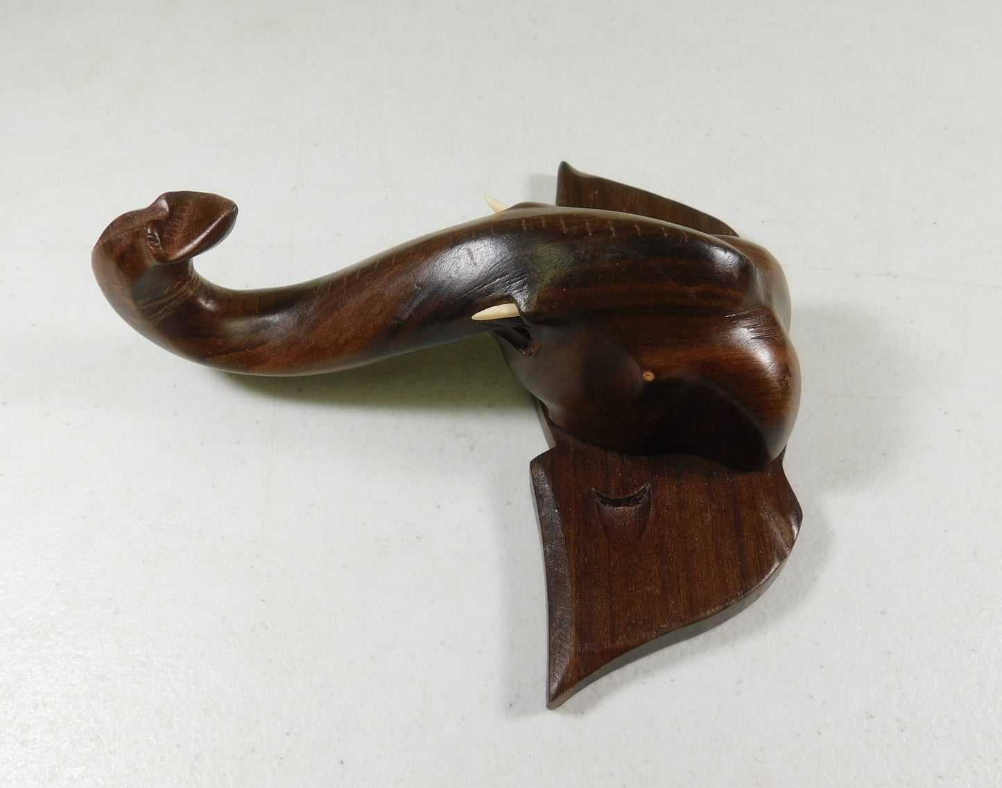 Vintage Hand Carved Wooden Elephant Head Wall Hanging Hook