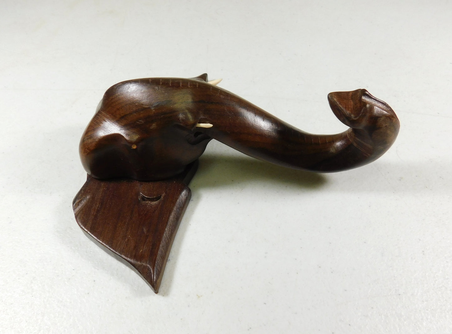 Vintage Hand Carved Wooden Elephant Head Wall Hanging Hook