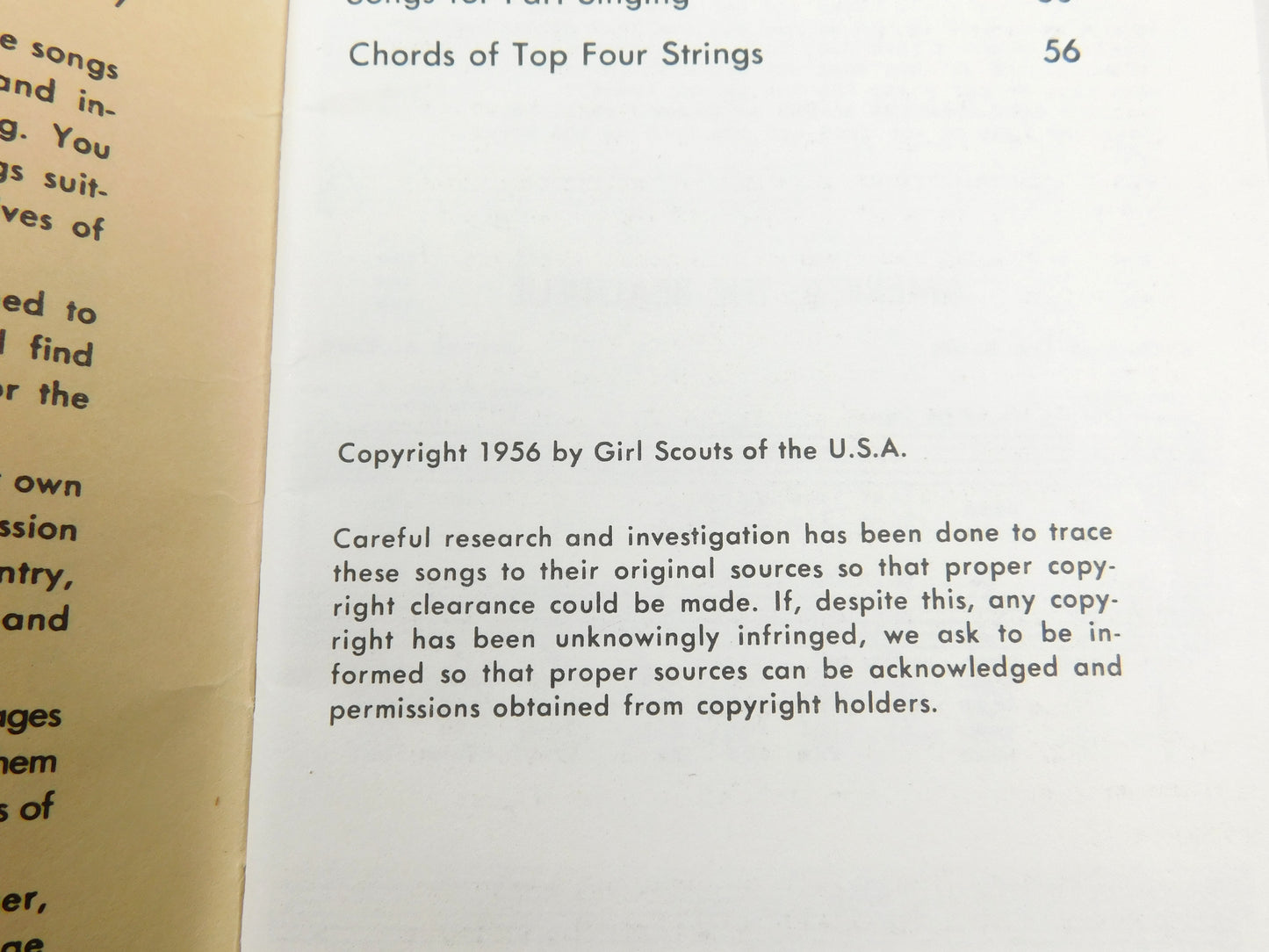 Vintage 1956 Girl Scout Pocket Songbook