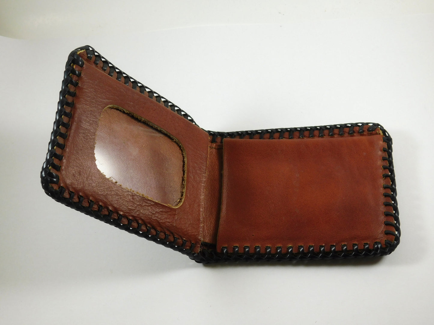 Vintage Leather Wallet Billfold with Train