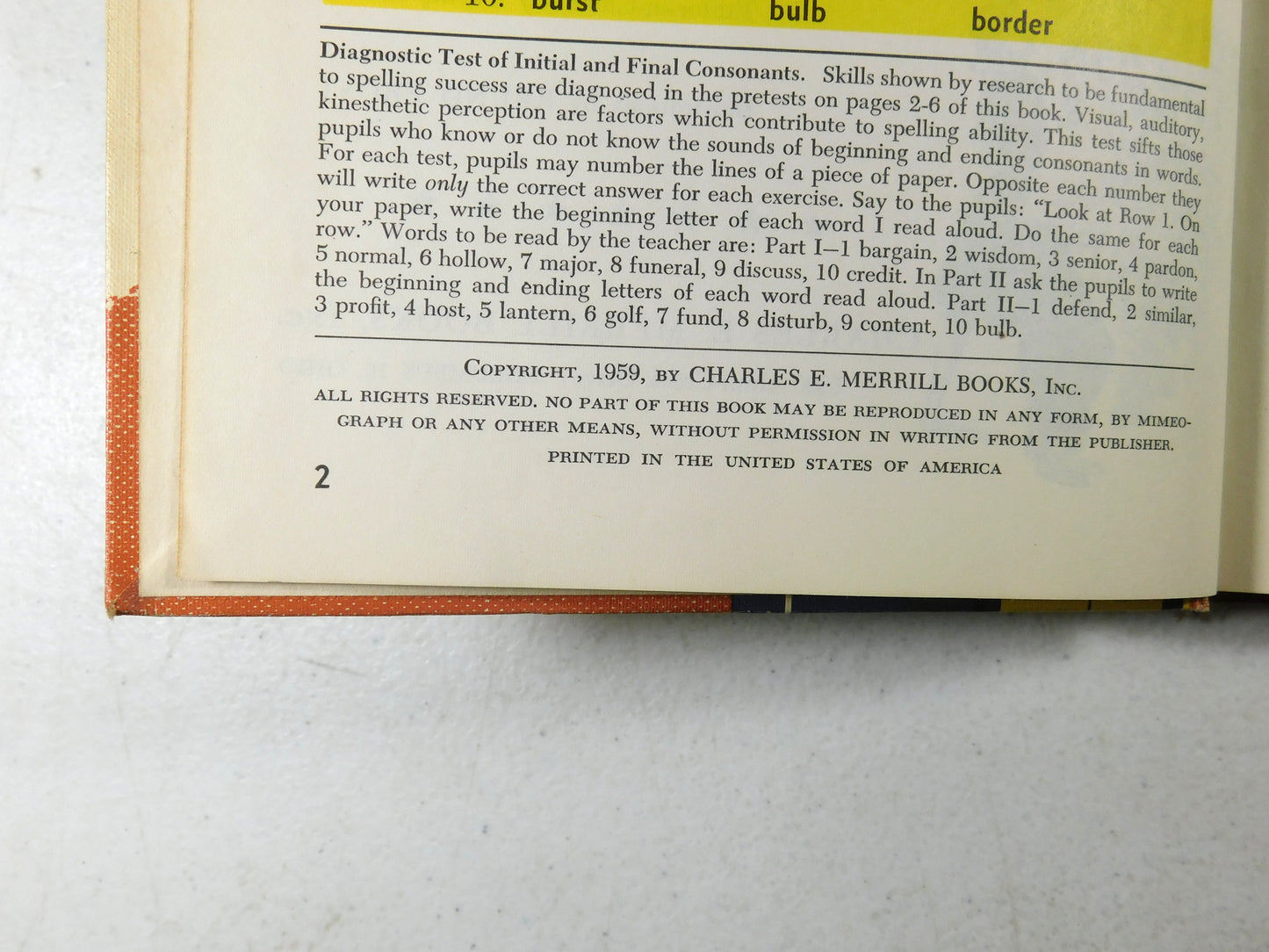 Vintage 1959 Spelling for Word Mastery Book Patton and Johnson