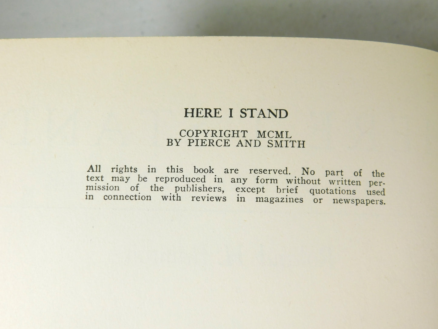Vintage 1950 Here I Stand: A Life of Martin Luther by Roland H. Bainton Book