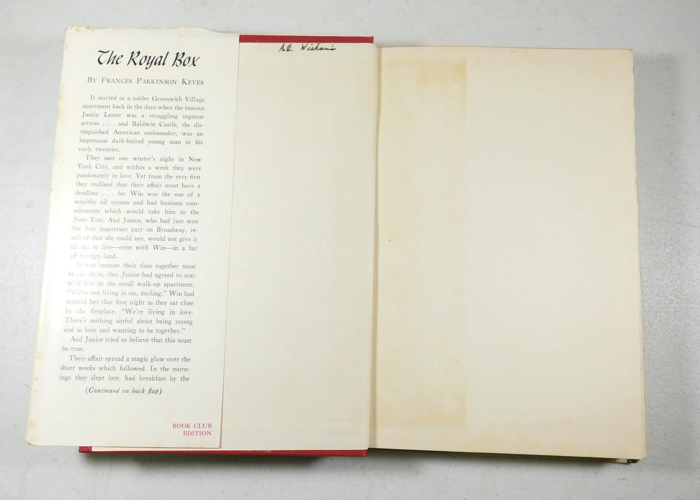 Vintage 1954 The Royal Box by Frances Parkinson Keyes Book