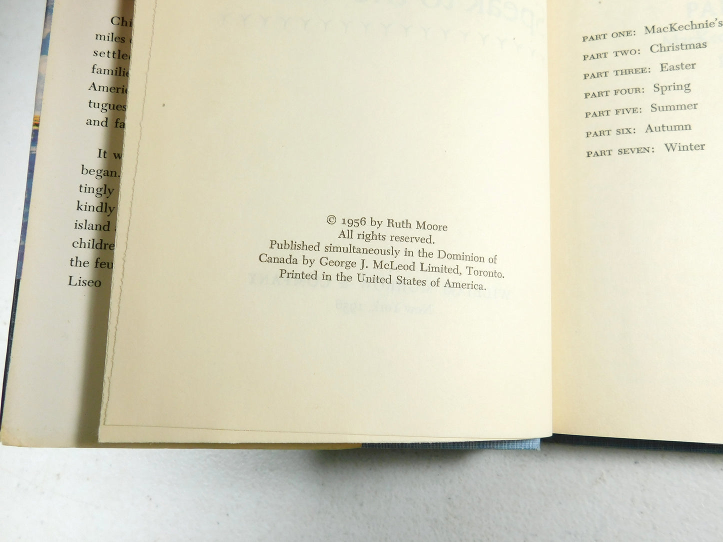 Speak To The Winds by Ruth Moore Vintage Hardcover 1956 Book Club Edition