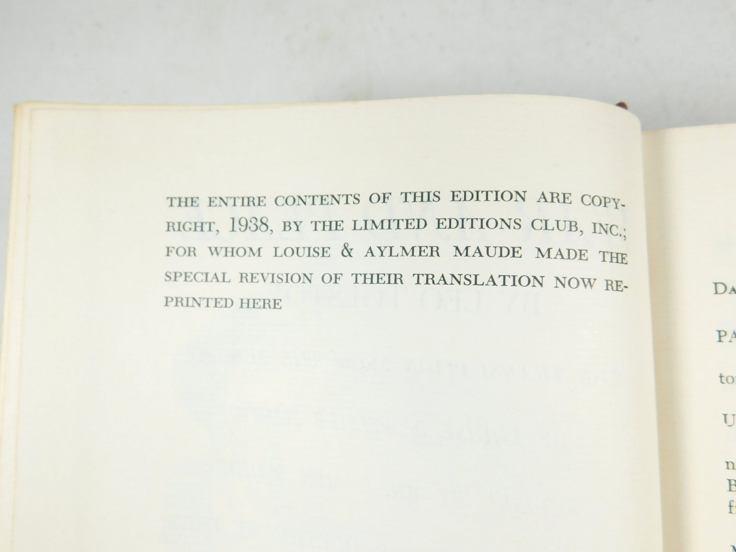 War and Peace by Leo Tolstoy Vintage 1938 Books