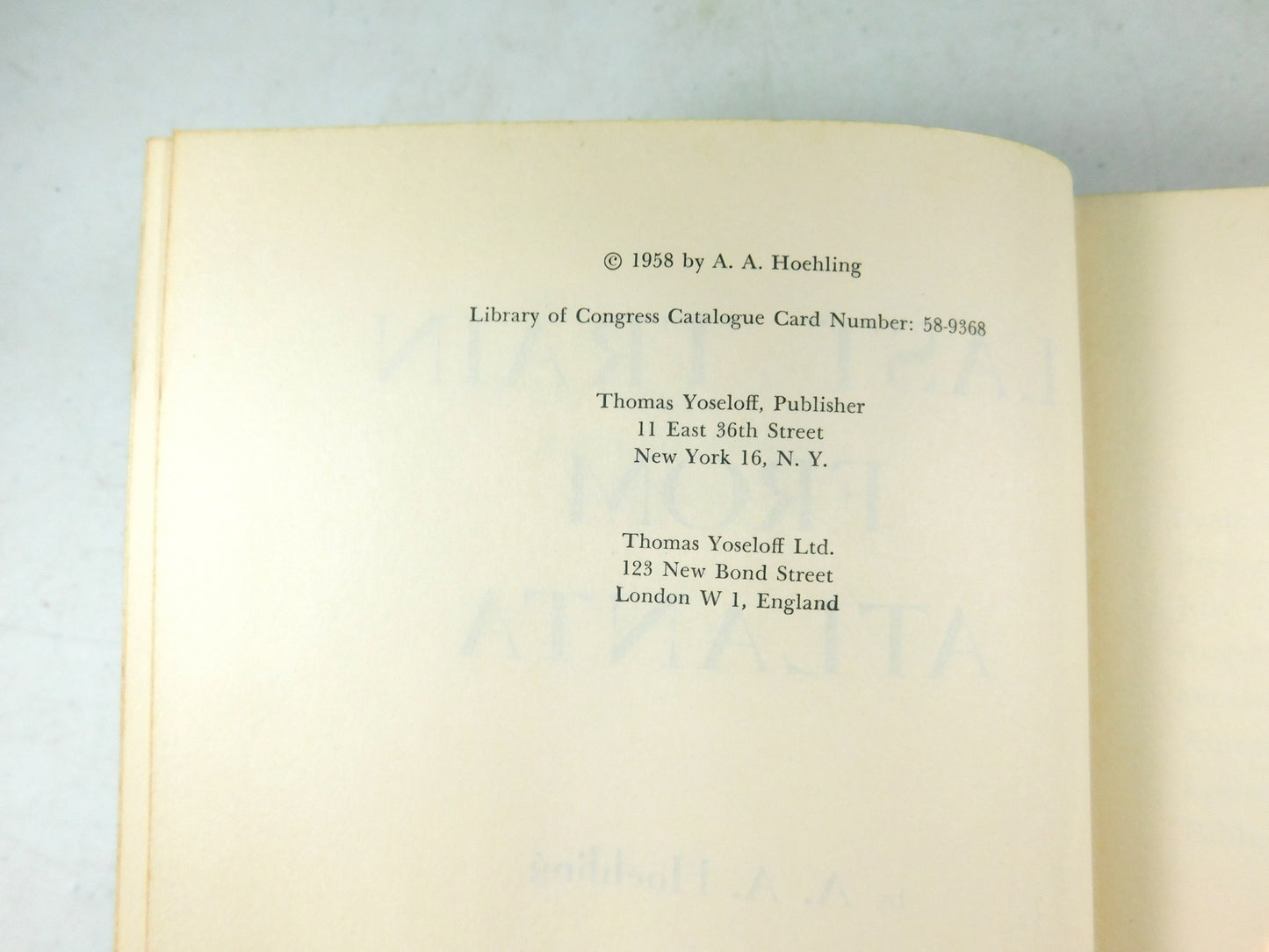 Vintage 1958 Last Train From Atlanta by A. A. Hoehling