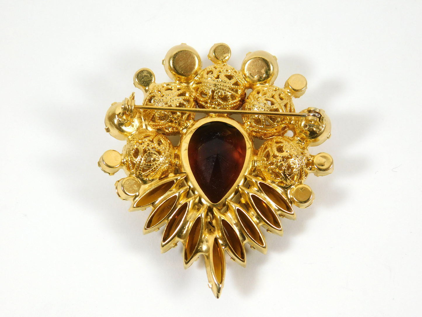 Vintage Brown Pear Pin Brooch Estate Costume Jewelry