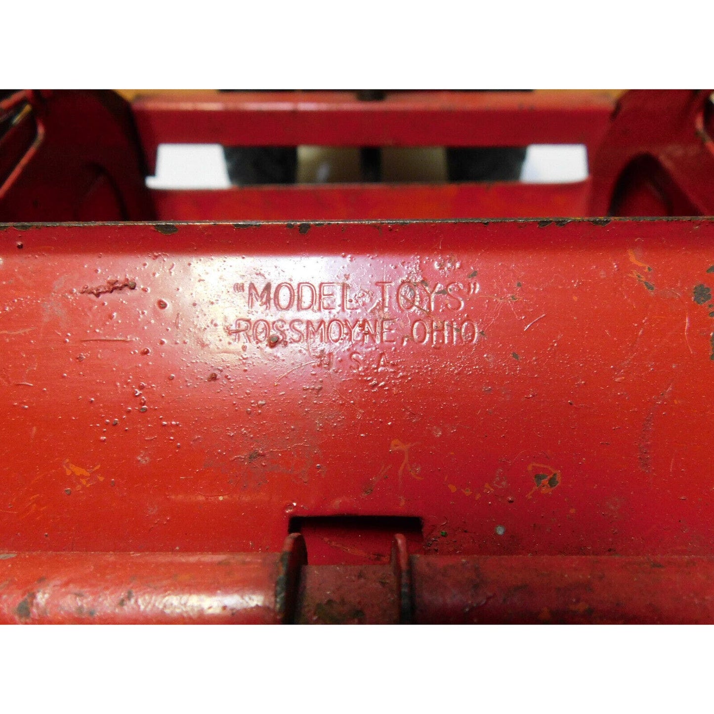 Vintage Red Heiliner Pressed Steel Earth Mover Scraper