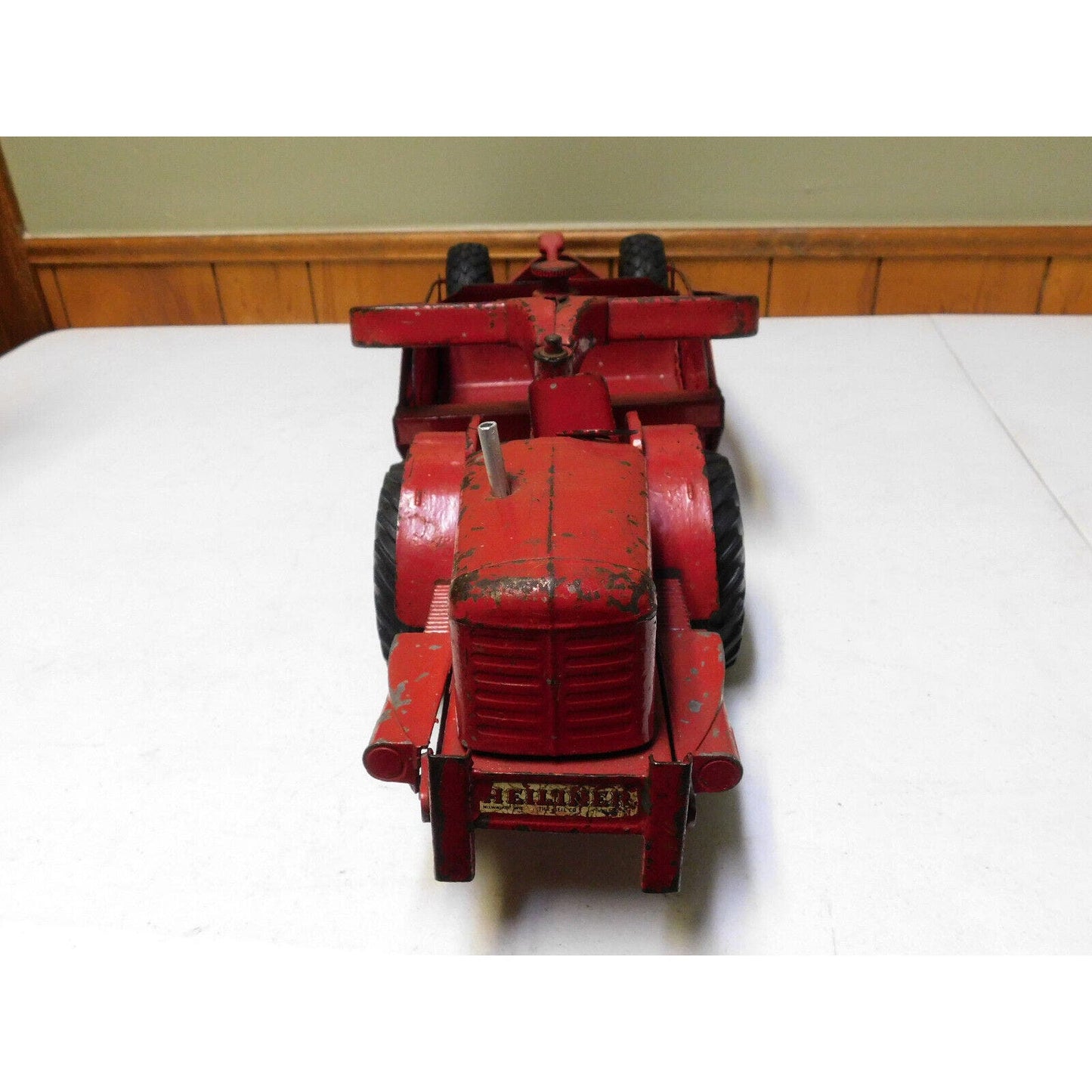 Vintage Red Heiliner Pressed Steel Earth Mover Scraper
