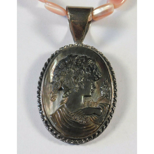 Vintage DTR China 925 Sterling Silver Cameo Necklace