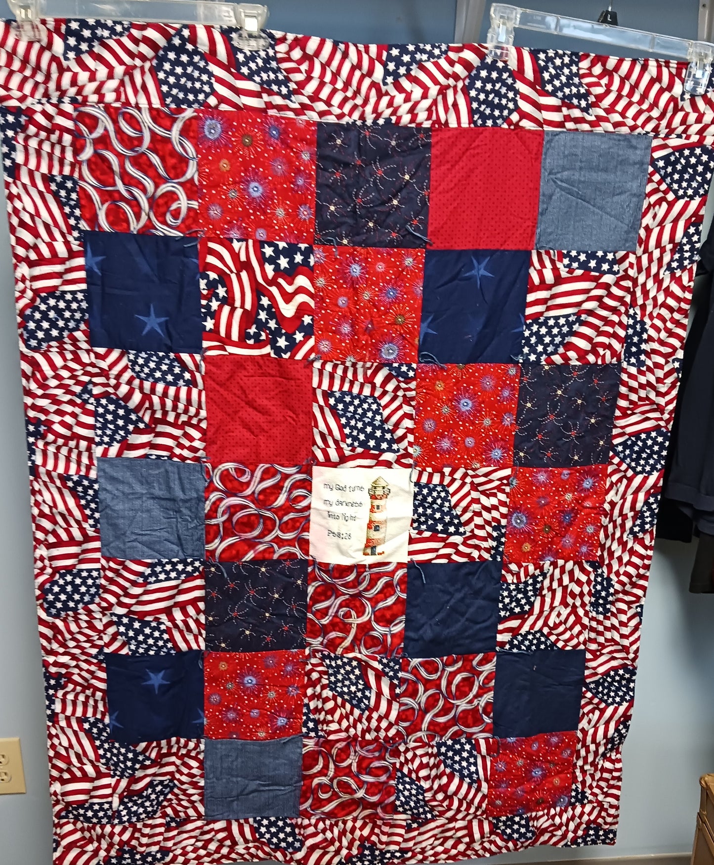 Vintage Light House Patriotic Quilt