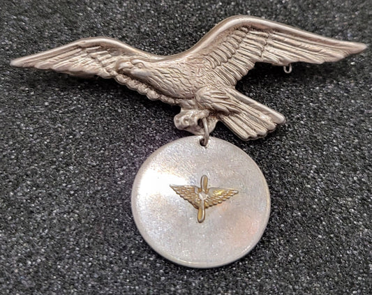 Vintage WW2 Sterling Silver Egale Pin Holding Pendant with Propeller Wings