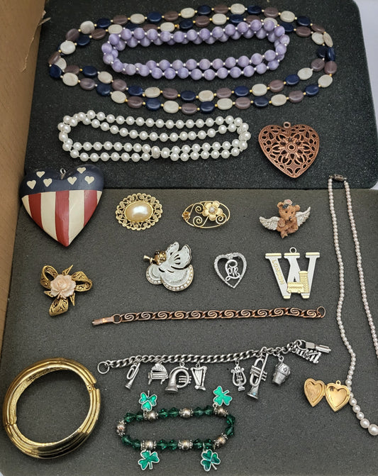 Estate Sale Jewelry Lot Pins Bracelets Necklaces Vintage to Now Mixed