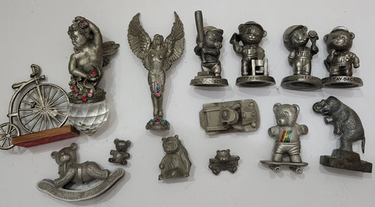 Pewter Collectable Figurine Lot Cats Bears Elephant Angels
