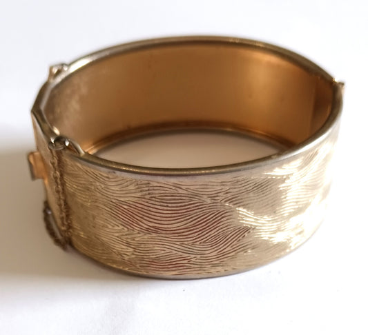 Vintage Coro Gold Tone Hinged Cuff Bracelet