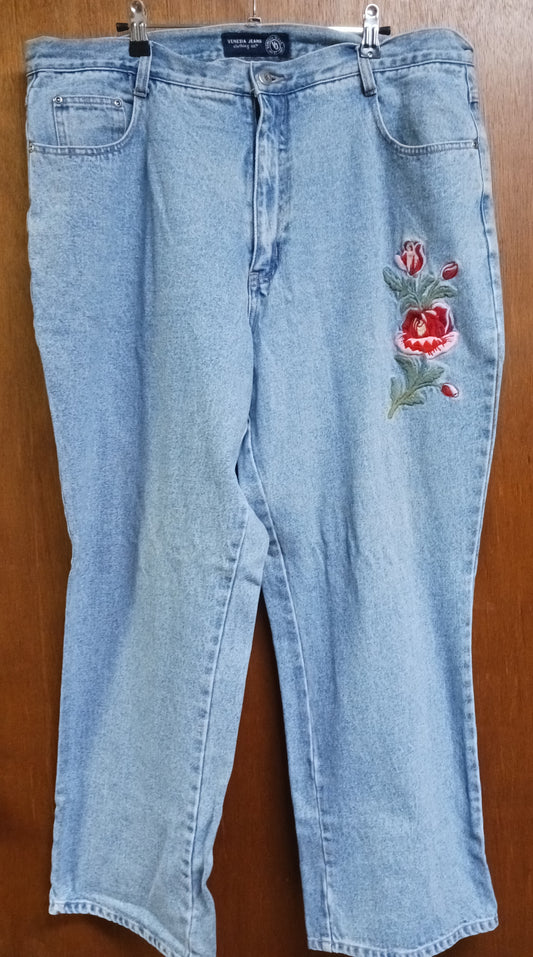 Venezia Jeans Embroidered Rose Size 20