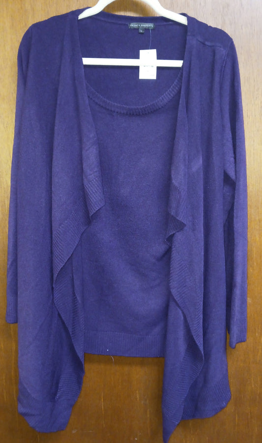 Private Property Purple Mock Cardigan Sweat Set Size Large