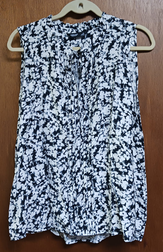 Simply Vera Vera Wang Black and White Tye Dyed Sleeveless V Neck Top XL