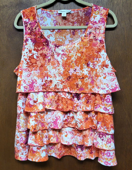 Coldwater Creek Orange and White Woman's Sleeveless Top 1X 18