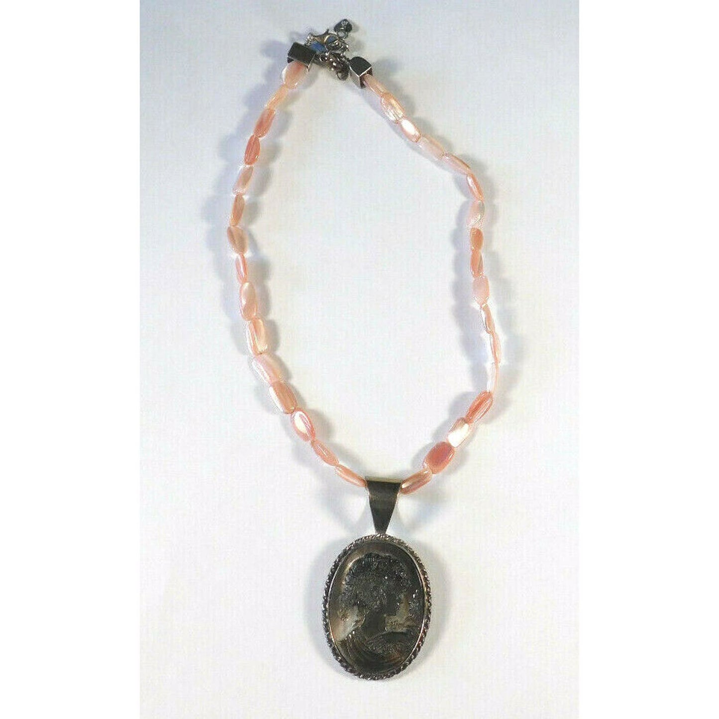 Vintage DTR China 925 Sterling Silver Cameo Necklace