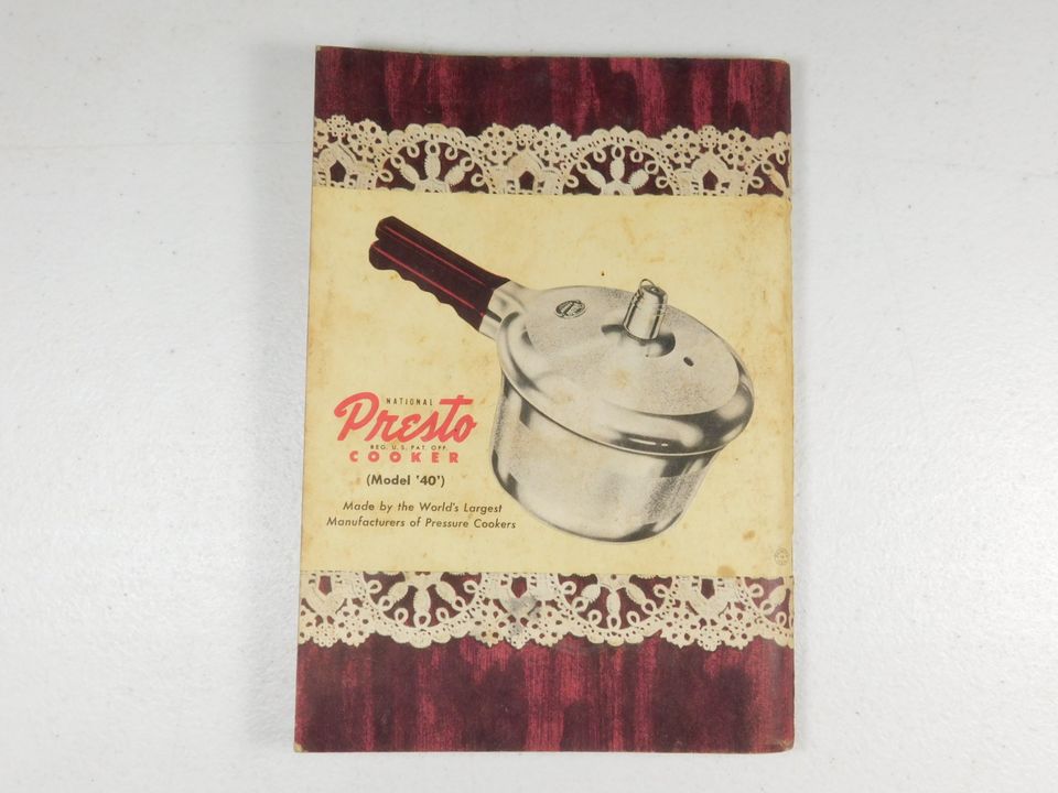 Vintage 1948 National Presto Cooker Recipe Book for Model 40