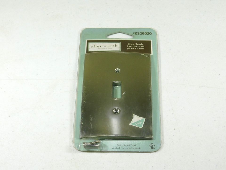 Allen Roth Single Toggle Satin Nickel Finish Light Switch Cover Wallplate