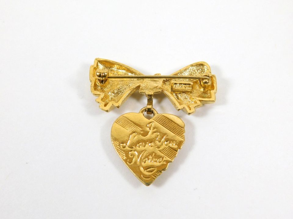 Vintage Avon Gold Tone Heart Pin "I Love You Mother"