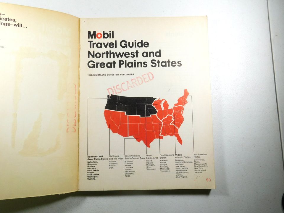 Vintage 1969 Mobil Travel Guide Northwest and Great Plains States