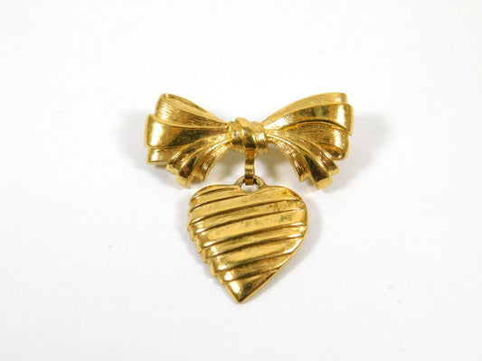 Vintage Avon Gold Tone Heart Pin "I Love You Mother"