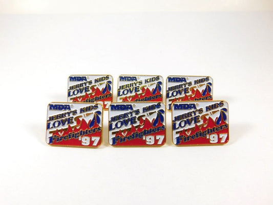 Lot of 6 MDA Jerry's Kids Love Firefighters 1997 Lapel Pins