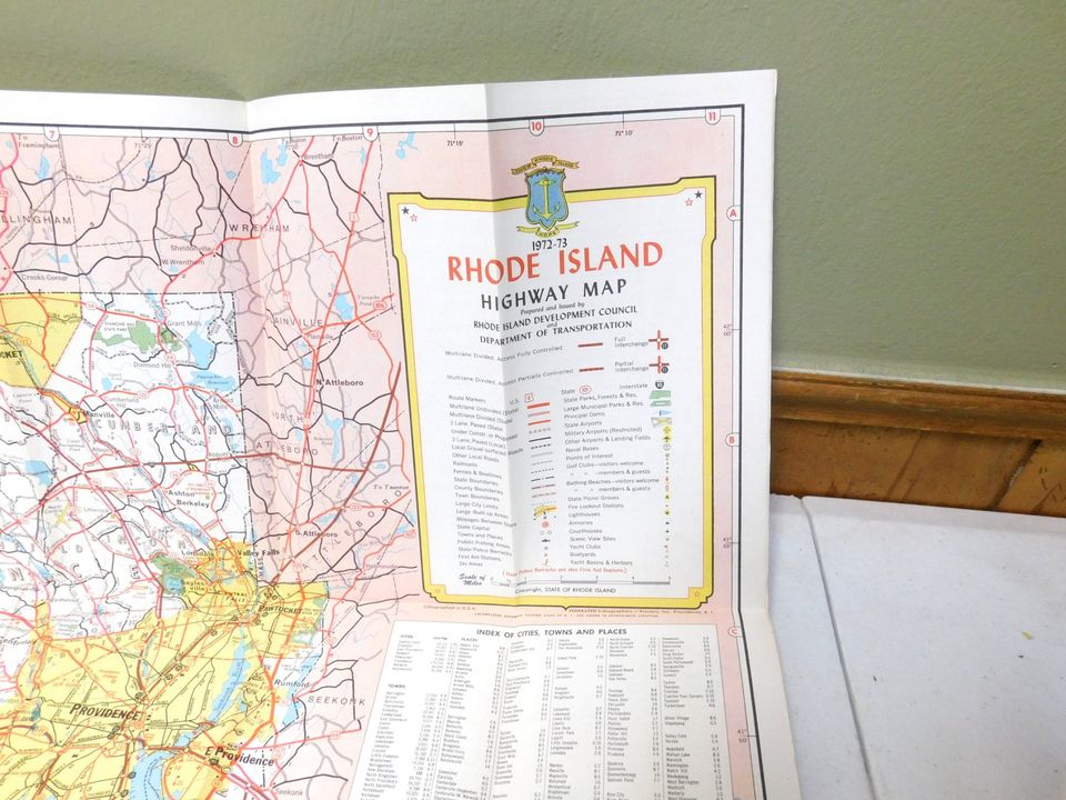 Vintage 1972-73 Rhode Island Official Highway Map