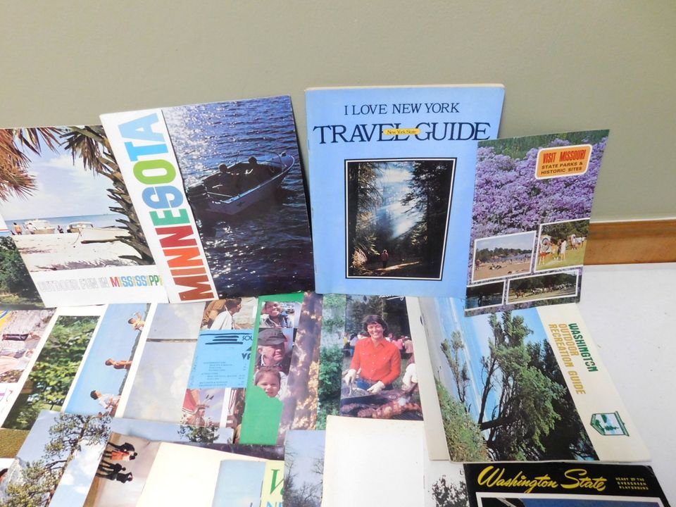 Lot of Over 50 Vintage US State Travel Guide Books