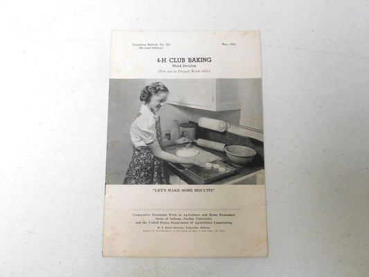 Vintage 1941 4-H Club Baking Third Division Cookbook