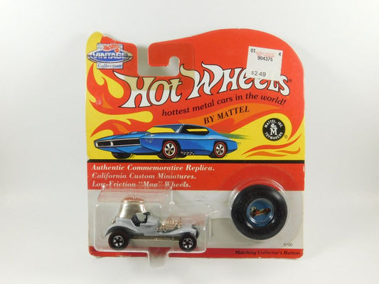 Hot Wheels Vintage Collection Gray Red Baron with Collector's Button