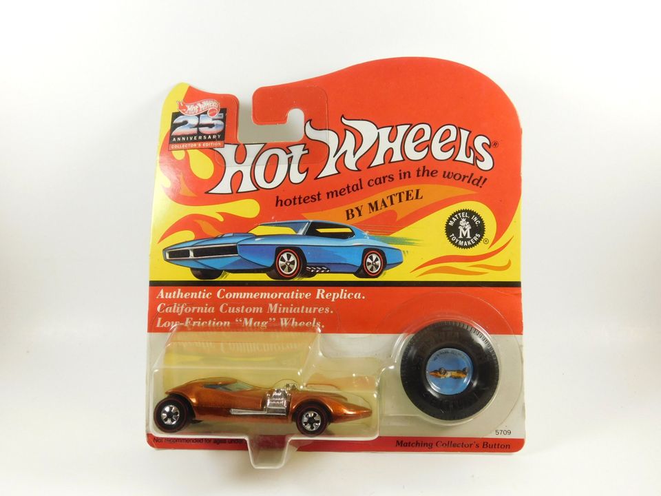 Hot Wheels 25th Anniversary Orange/Copper Twin Mill with Collector's Button