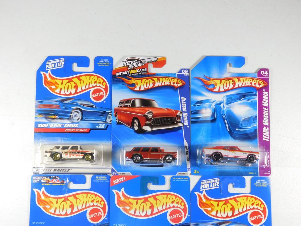 6 Hot Wheels Chevy Cars Nomad, '55 Chevy, Nova