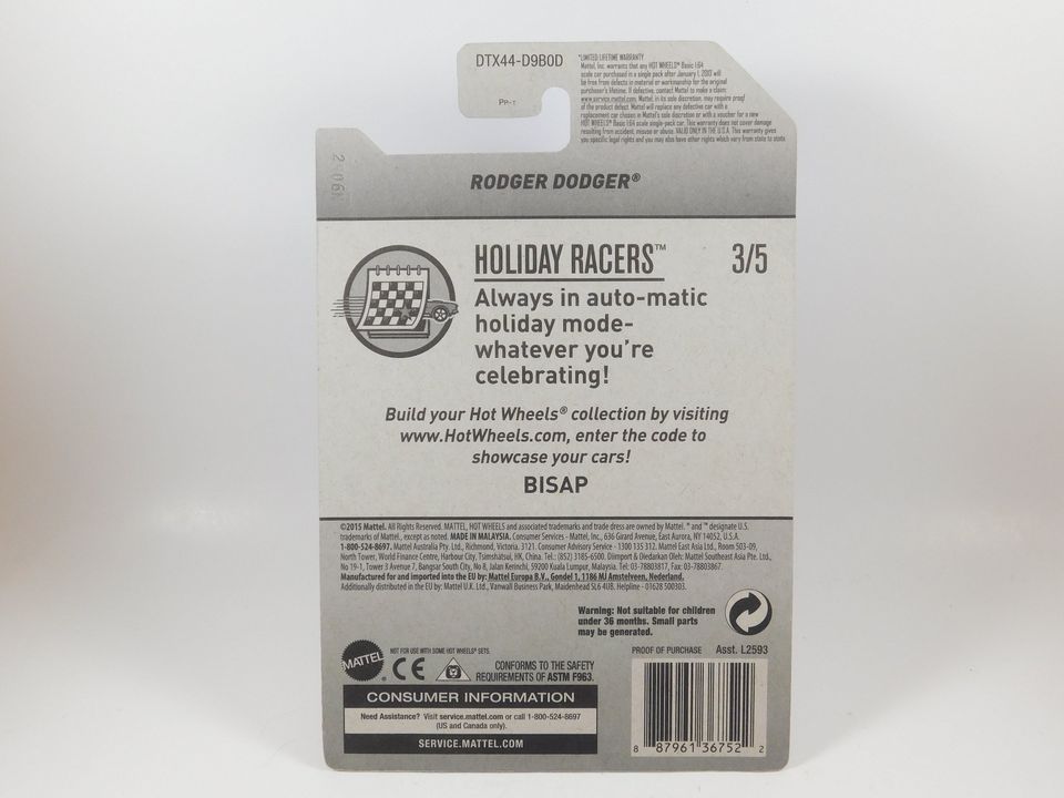 Hot Wheels Rodger Dodger Holiday Racers Valentine's Day 3/5