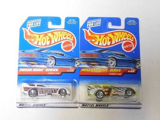 2 Hot Wheels Funny Car Sugar Rush and Mega Graphics