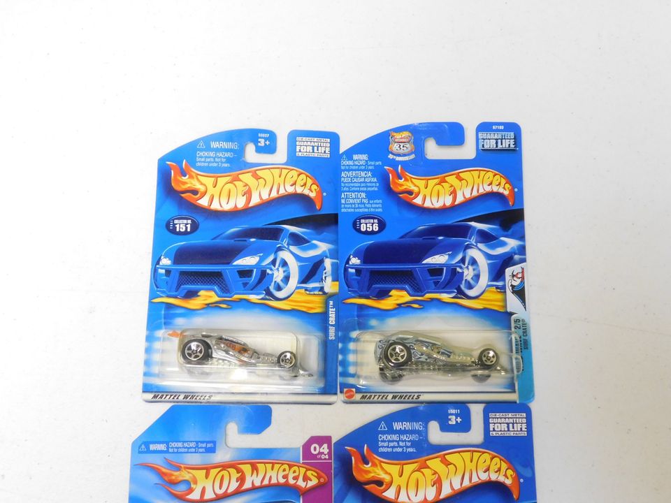 4 Hot Wheels Surf Crate Cars Color Variants