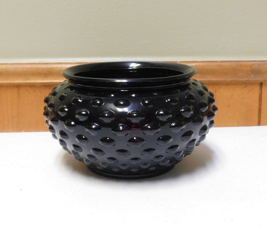 Vintage Black Amethyst Hobnail Bowl