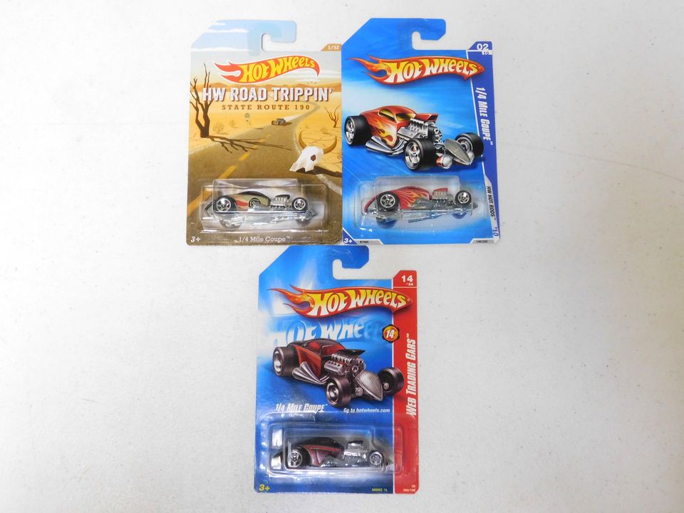 3 Hot Wheels 1/4 Mile Coupe Cars Color Variants