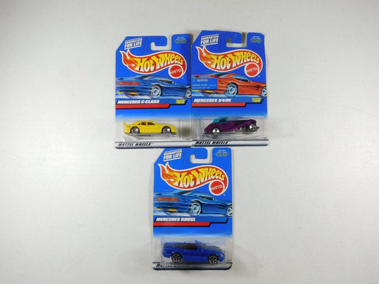 3 Hot Wheels Mercedes Cars - C-Class, 540K, 500SL