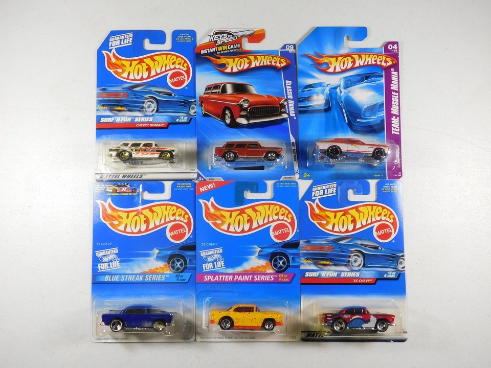 6 Hot Wheels Chevy Cars Nomad, '55 Chevy, Nova